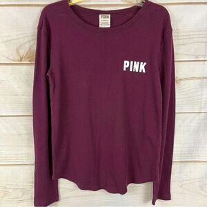 NWOT PINK Purple/Plum Waffle Long Sleeve T-shirt Warm Shirt Size Extra S…